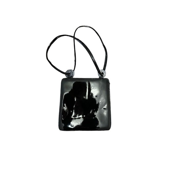 Vintage Charles Jourdan Black Patent  Leather Shoulder Cross-Body Shoulder Bag - Picture 11 of 16